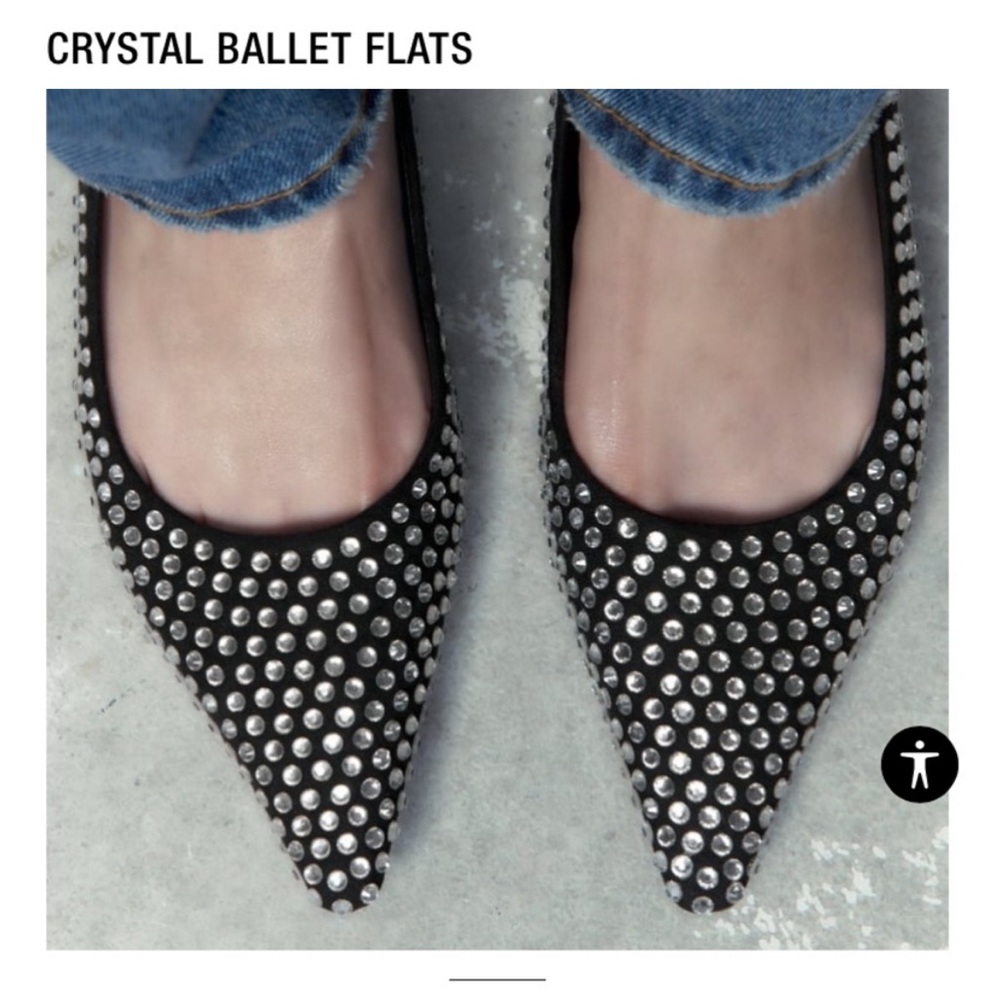 ZARA Crystal Ballet Flats NWT - Picture 4 of 12